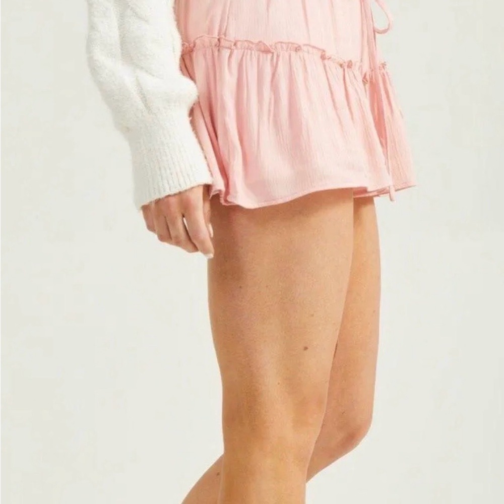 Altar'd State Blush Tiered Mini Skirt - Picture 3 of 9